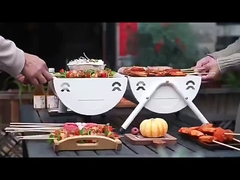 কার্বন BBQ গ্রিল ট্রলি ধূমপান পার্শ্ব টেবিল সঙ্গে বার্বিকিউ গ্রিল S/M/XL