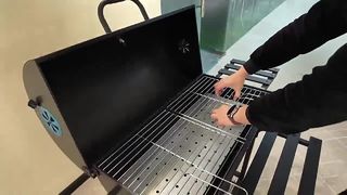 আউটডোর কাঠকয়লা বারবিকিউ গ্রিল, ভিলা উঠান BBQ গ্রিল, 5-10 পরিবারের ব্যবহার, বড় আচ্ছাদিত, অ্যান্টি