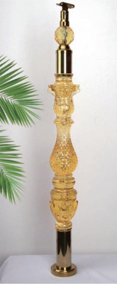 এক্রাইলিক ক্রিস্টাল ব্যালস্টার পরিষ্কার স্বচ্ছতা হ্যান্ড্রিল কাস্টমাইজড আকার বিলাসবহুল সোনার আলংকারিক এক্রাইলিক স্টাই
